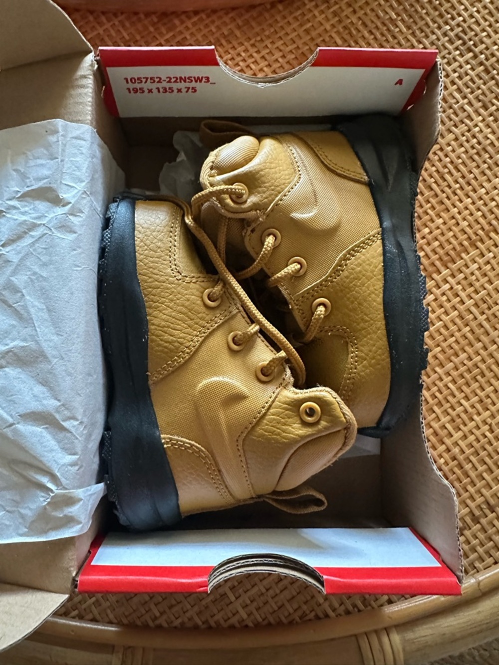 Nike Manoa Kids High-Top Boot in Wheat with Black Sole NWT
